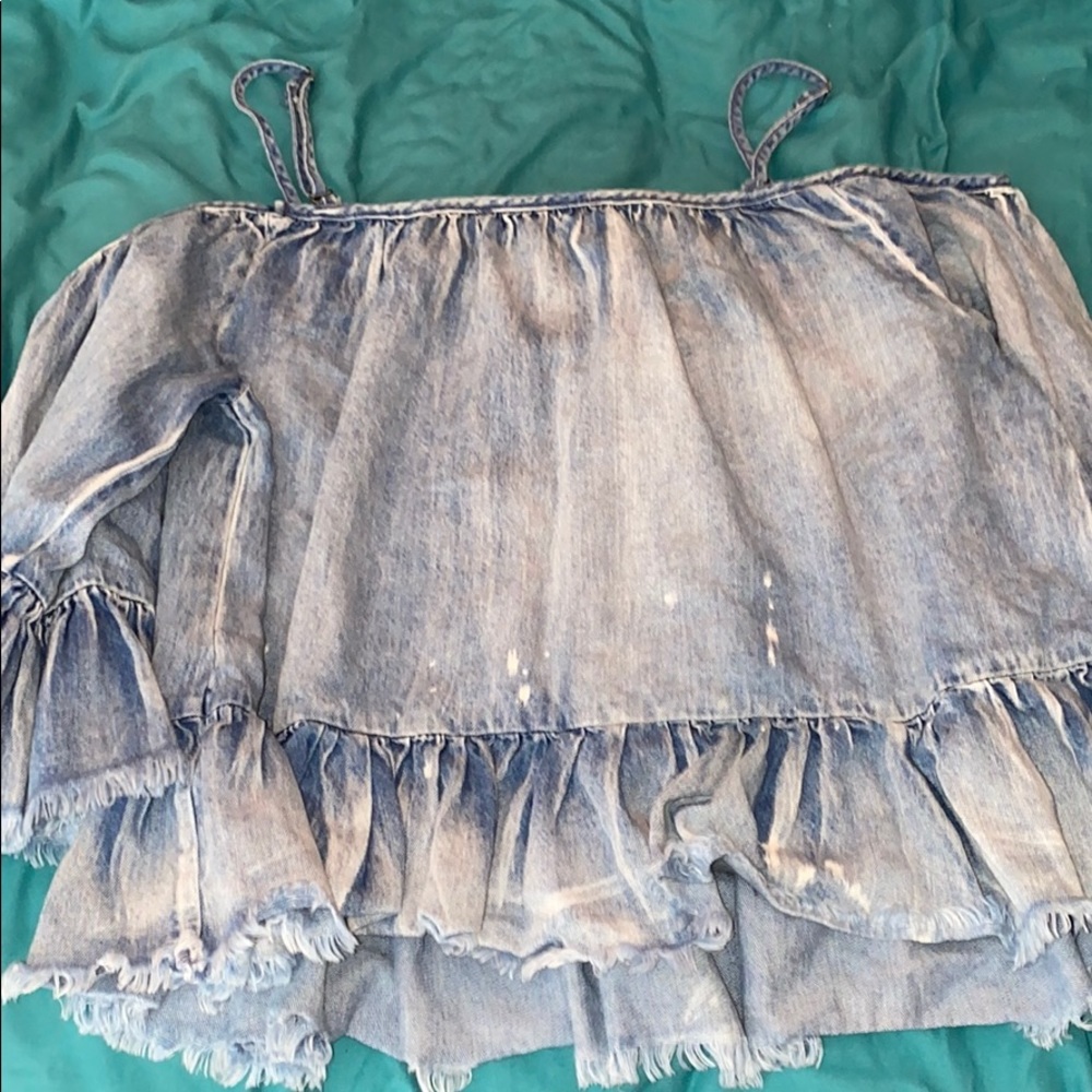 Denim Ruffle Shirt - Picture 3 of 3